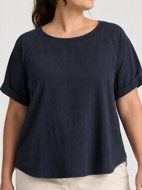 Trenery navy blue blouse 100% linen size Large